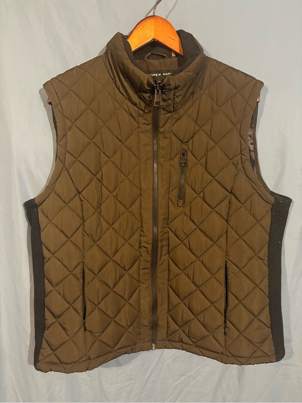 Andrew Marc Women's Quilted Puffer Vest Olive Green XXL